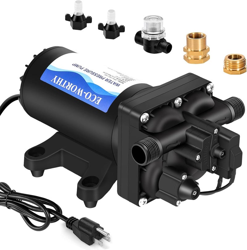 ECO-WORTHY 110V AC Fresh Transfer Diaphragm Water Pump On Demand 5.5GPM 70PSI High Pressure Water Booster Pump 110 Volt with Pressure Switch for Irrigation Garden Hose Sprinkler Home RV - Image 1